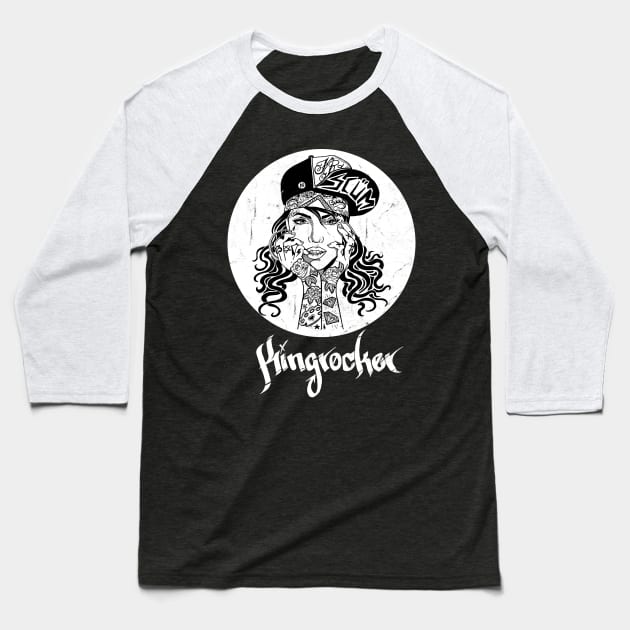 girl with tattoos and bandana Baseball T-Shirt by Kingrocker Clothing